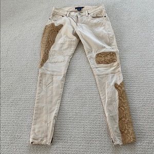 Ralph Lauren blue label cream distressed jeans